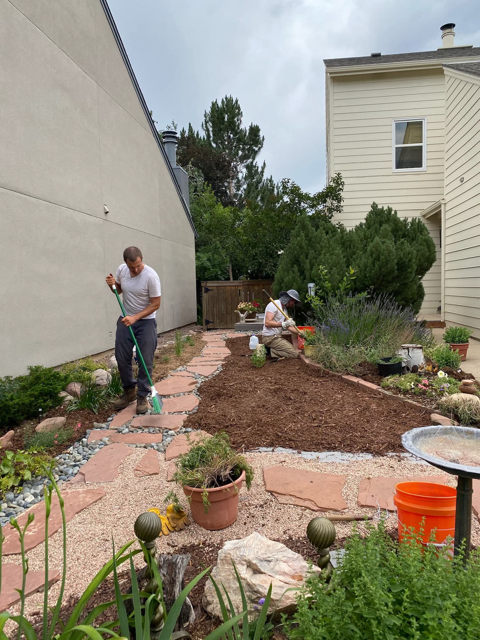 Project Front Yard Makeover with Mulch and Flagstone Path image